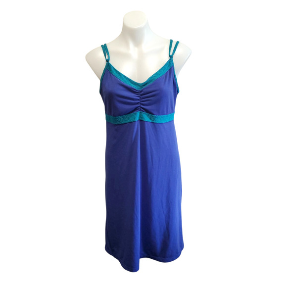 Prana Active Kaley Teal Purple Performance Athletic Dress Strappy Shelf Bra L - Picture 1 of 10